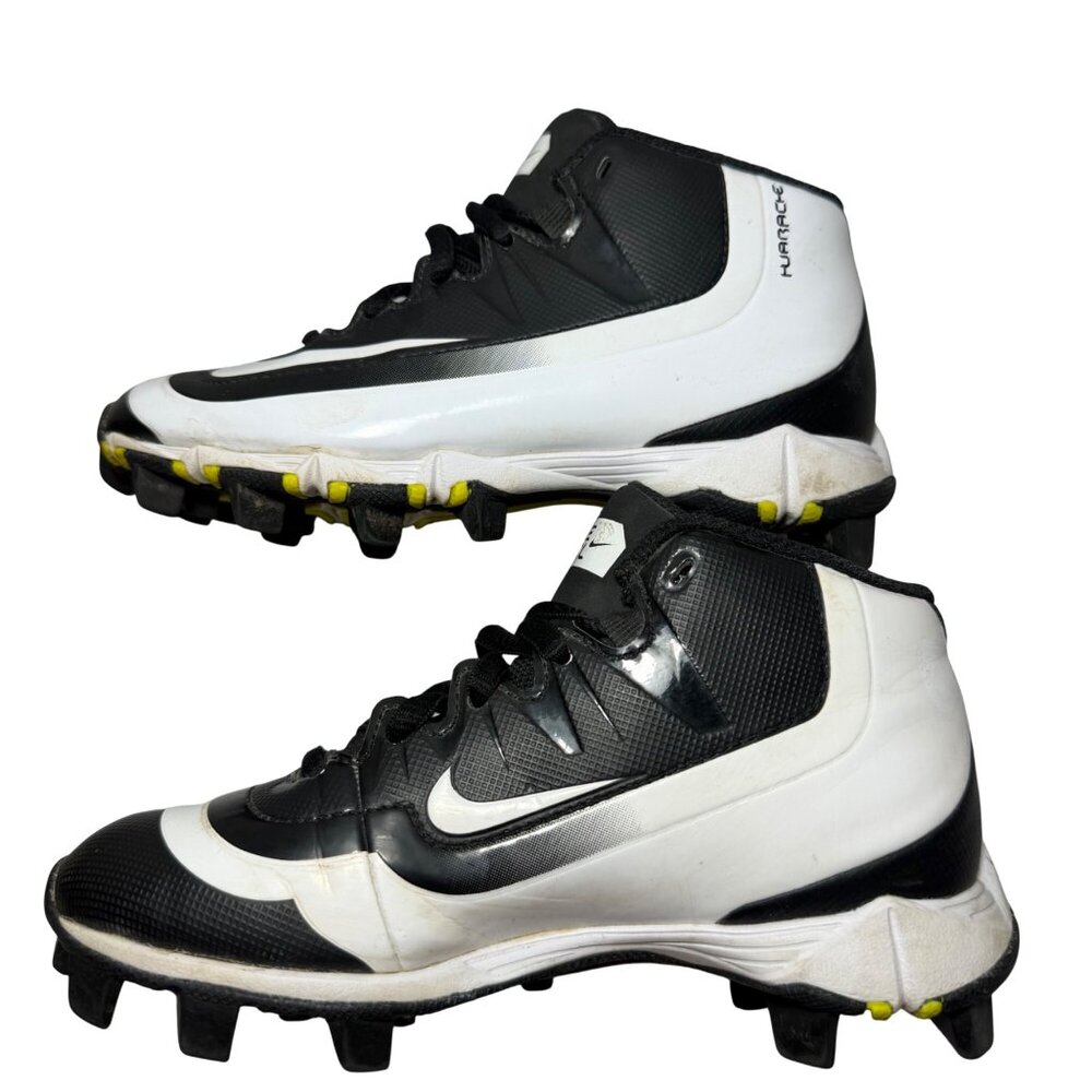 Nike Huarache 11C Youth Baseball Cleats Black White Lightweight Molded Rubber Sp - Picture 5 of 9